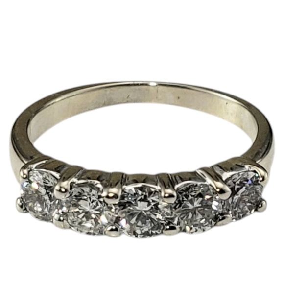 14 Karat White Gold Diamond Wedding Band Ring Size 5 #20516 - Picture 2 of 7